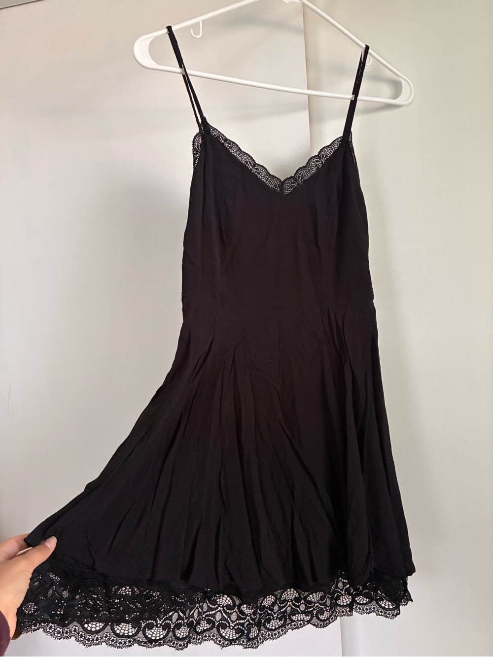 Black Lace-Trim Slip Mini Dress